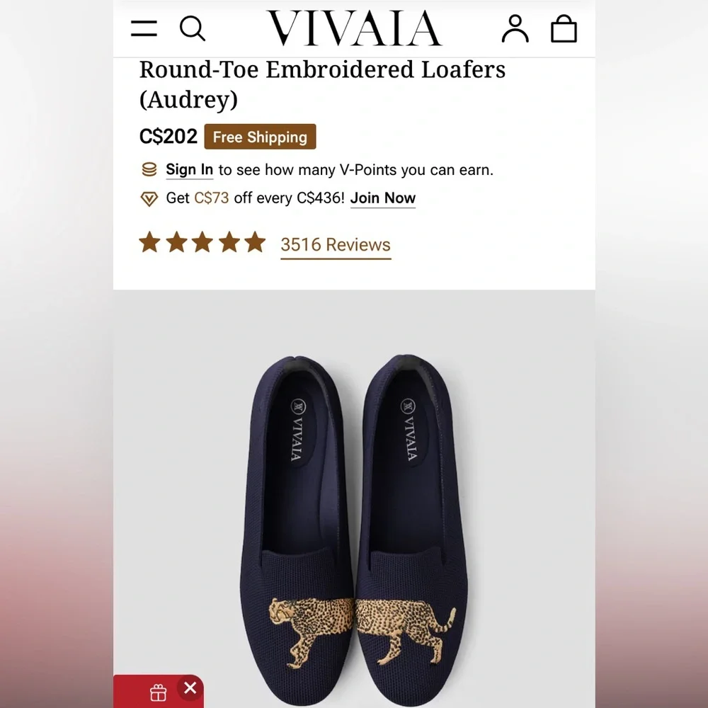 Vivaia Navy Loafers with Leopard Embroidery. Size 42. Water resistant. Gorgeous! - Picture 3 of 9